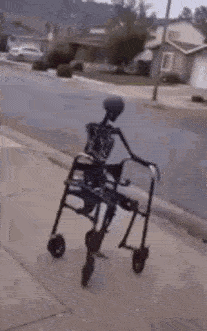 skeleton in a wheelchair